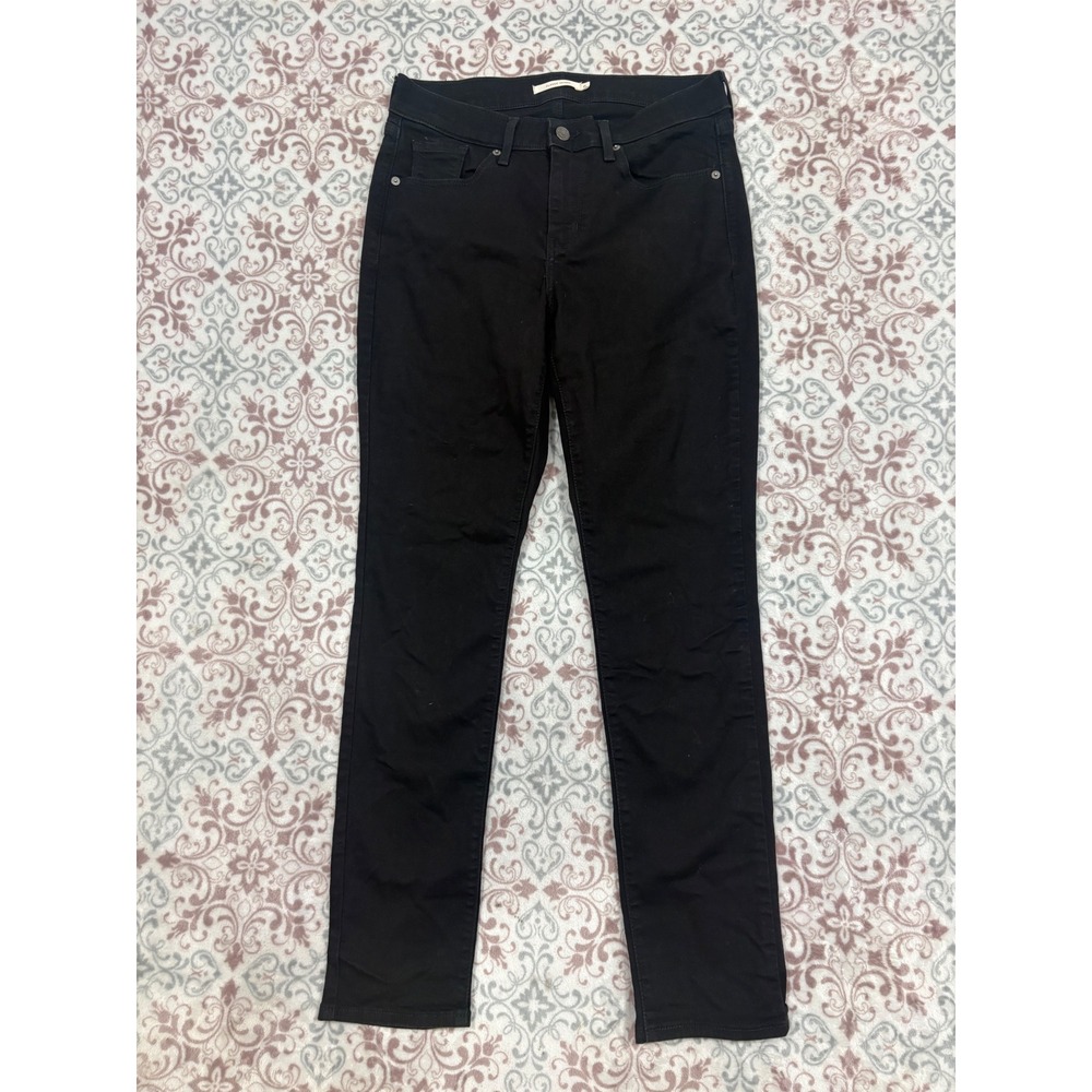 Levis Classic Skinny Jeans Black Denim W28 L30 Size 6 Mid Rise Stretch Pants